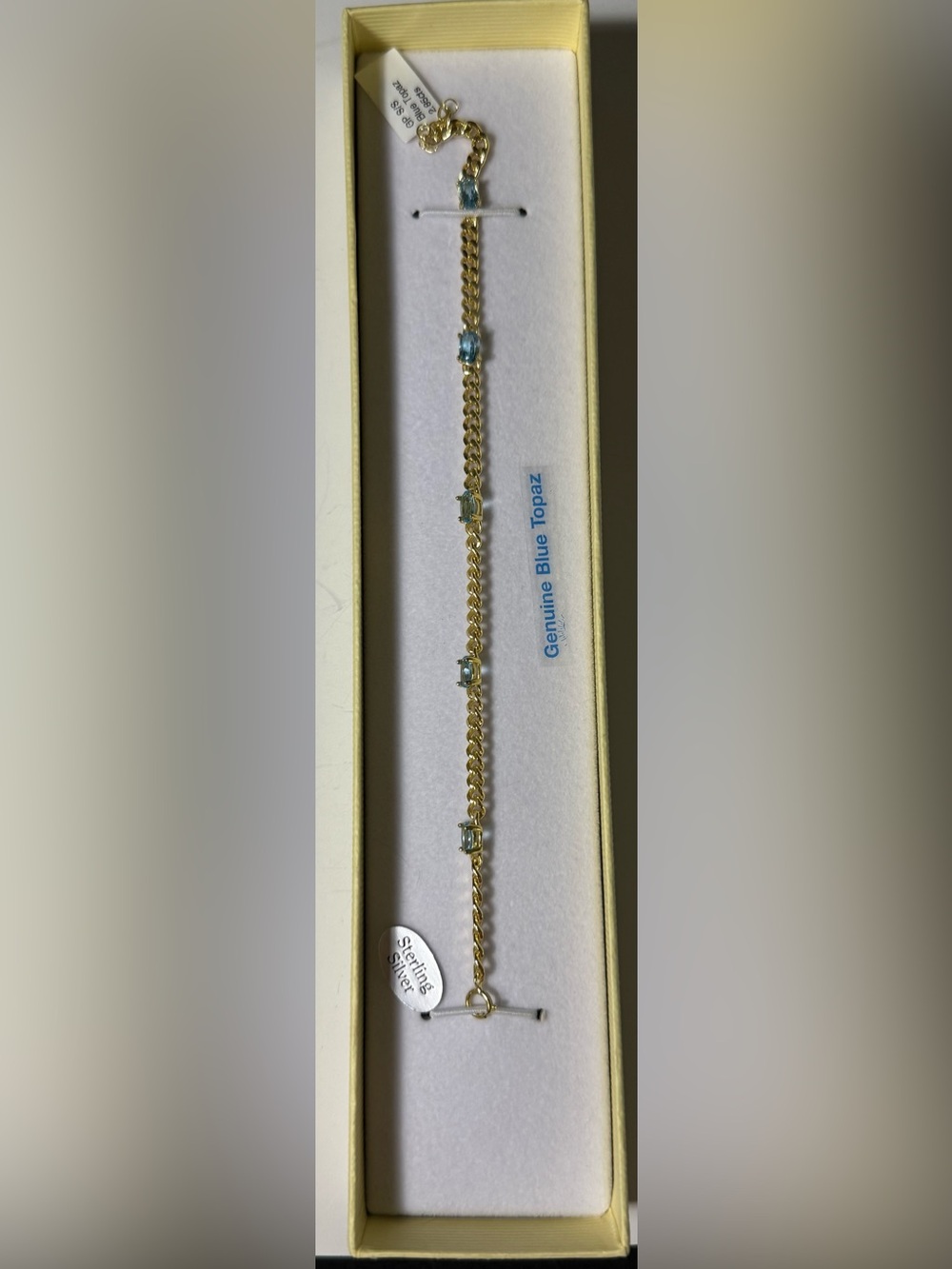 Sterling Silver Gold Plated Genuine Blue Topaz Bracelet